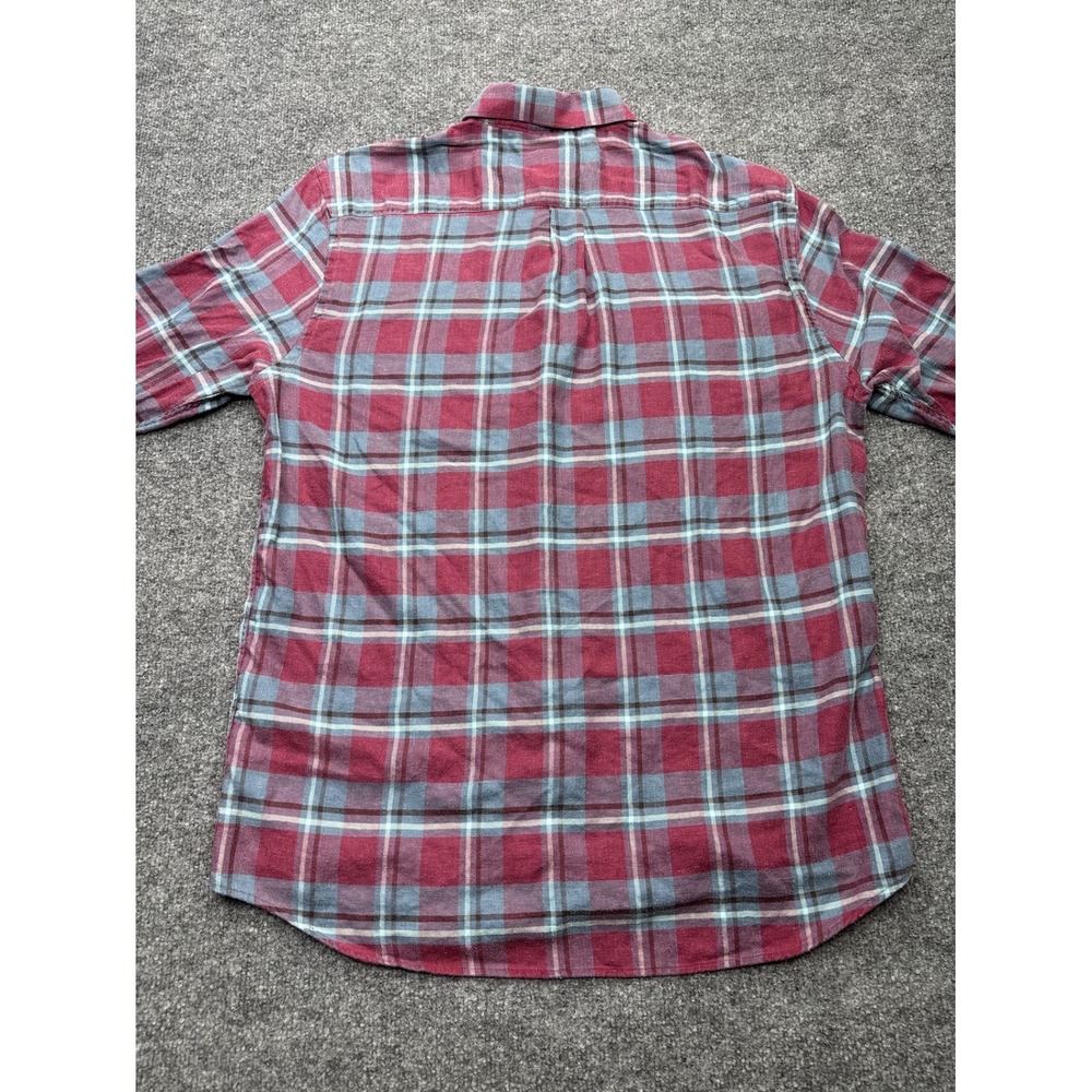 Johnnie-O Top Shelf Mens XL Plaid Button Down Shirt Burgundy Blue Lyocell Hemp - Picture 8 of 9